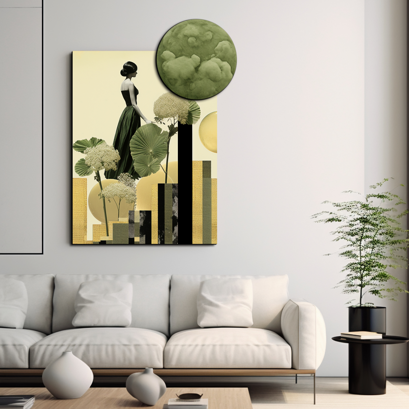 Abstract Lady Portrait Wood Print Art
