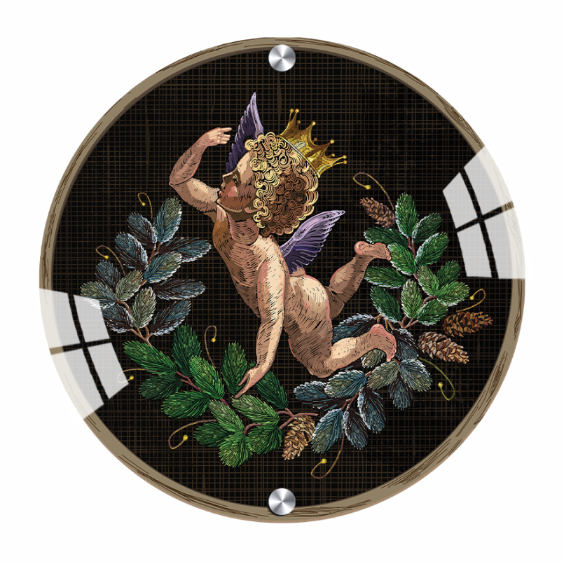 Christmas Angel With Tree Branches Wood Print Wall Art