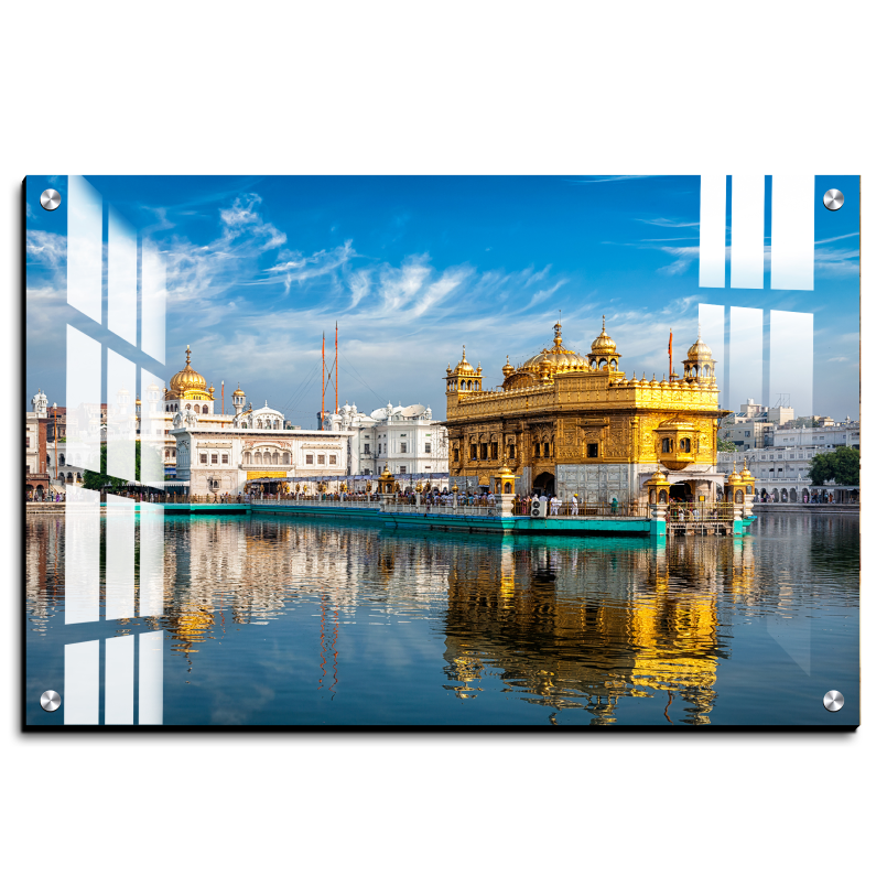 Golden Temple Wood Print Wall Art