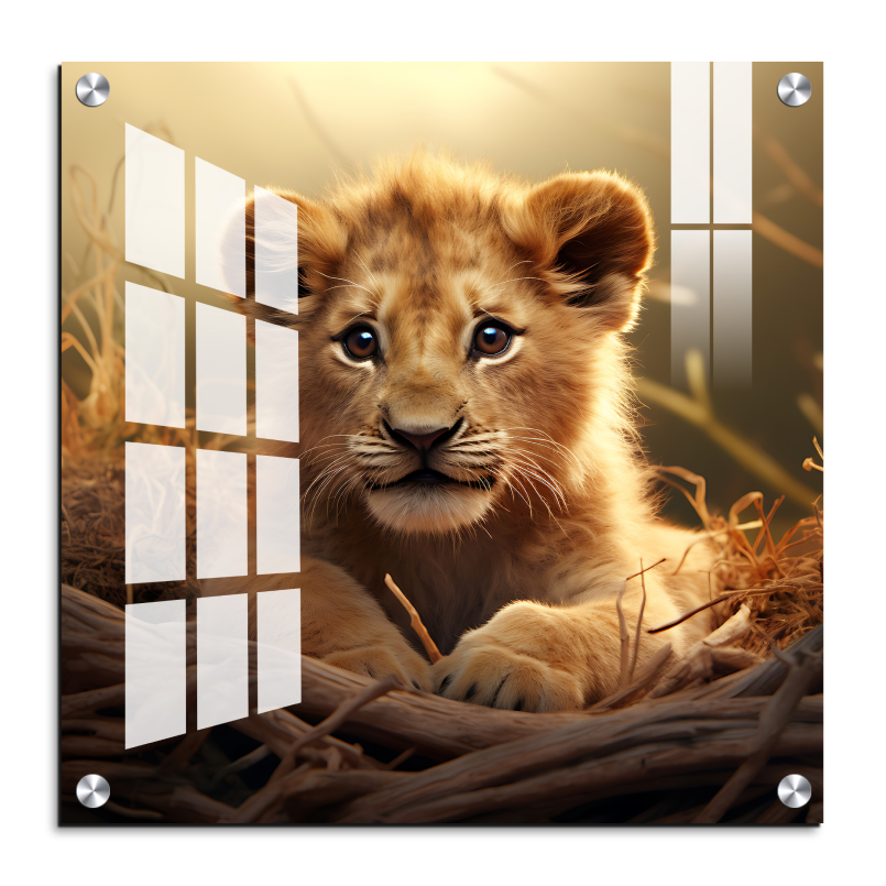 Cute Cub Wood Print Wall Art