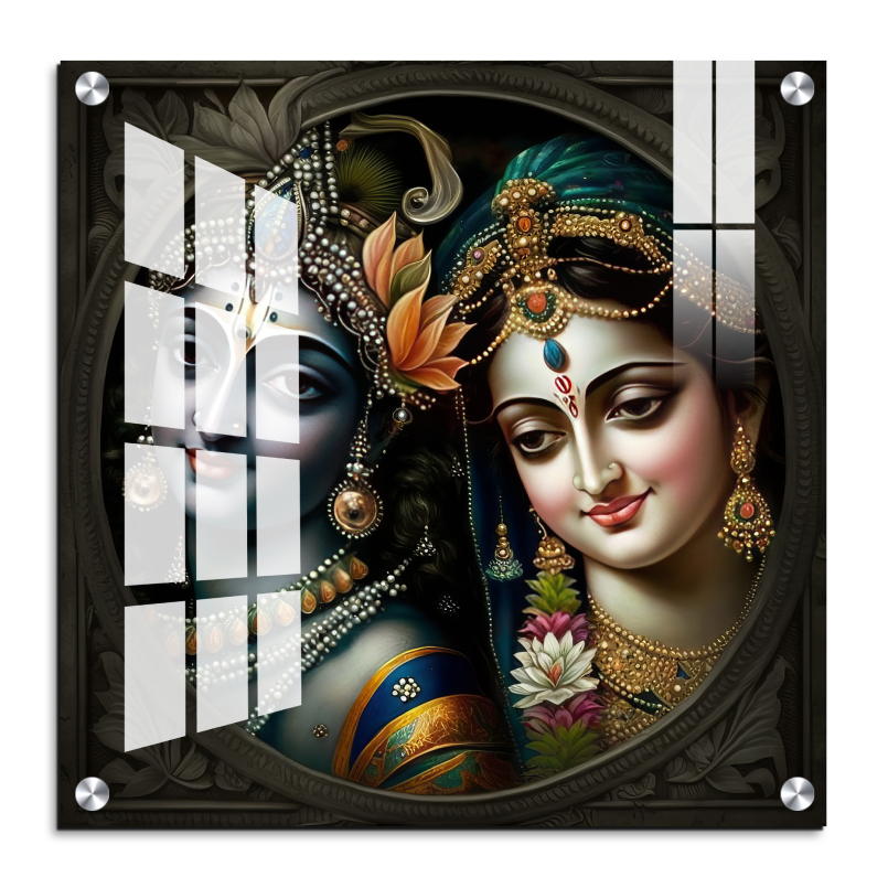 Radha Krishna Metal Design Wall Decor Painting