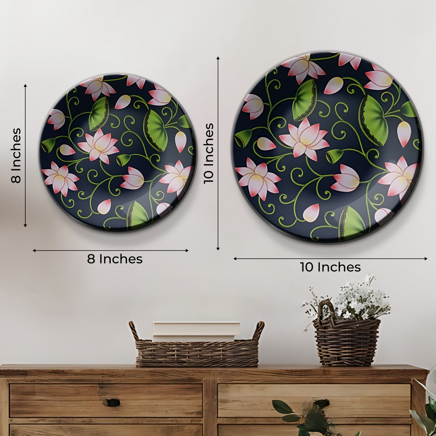 decorative Floral ceramic plate art on wall