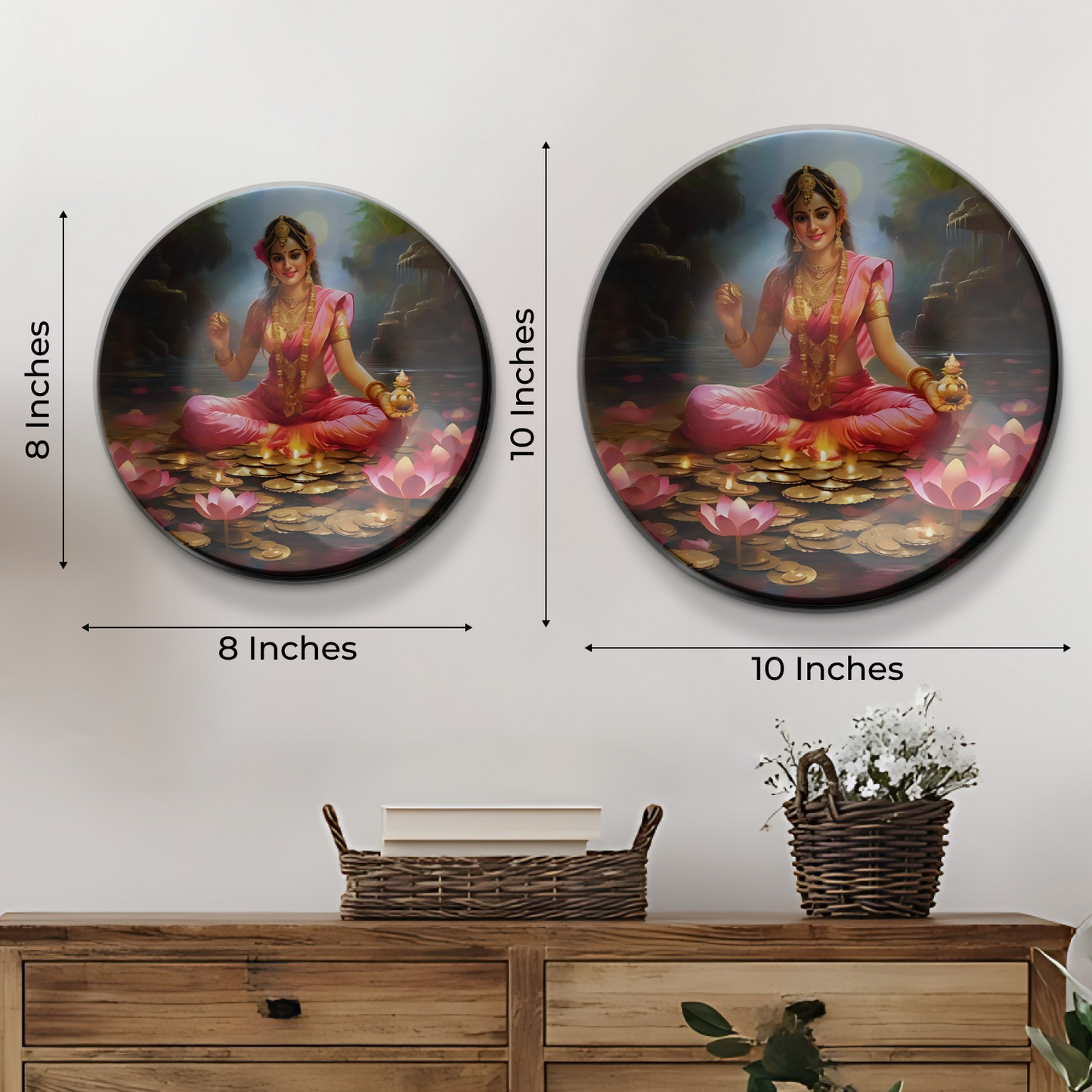 large ceramic goddess maa laxmiji wall decor plates
