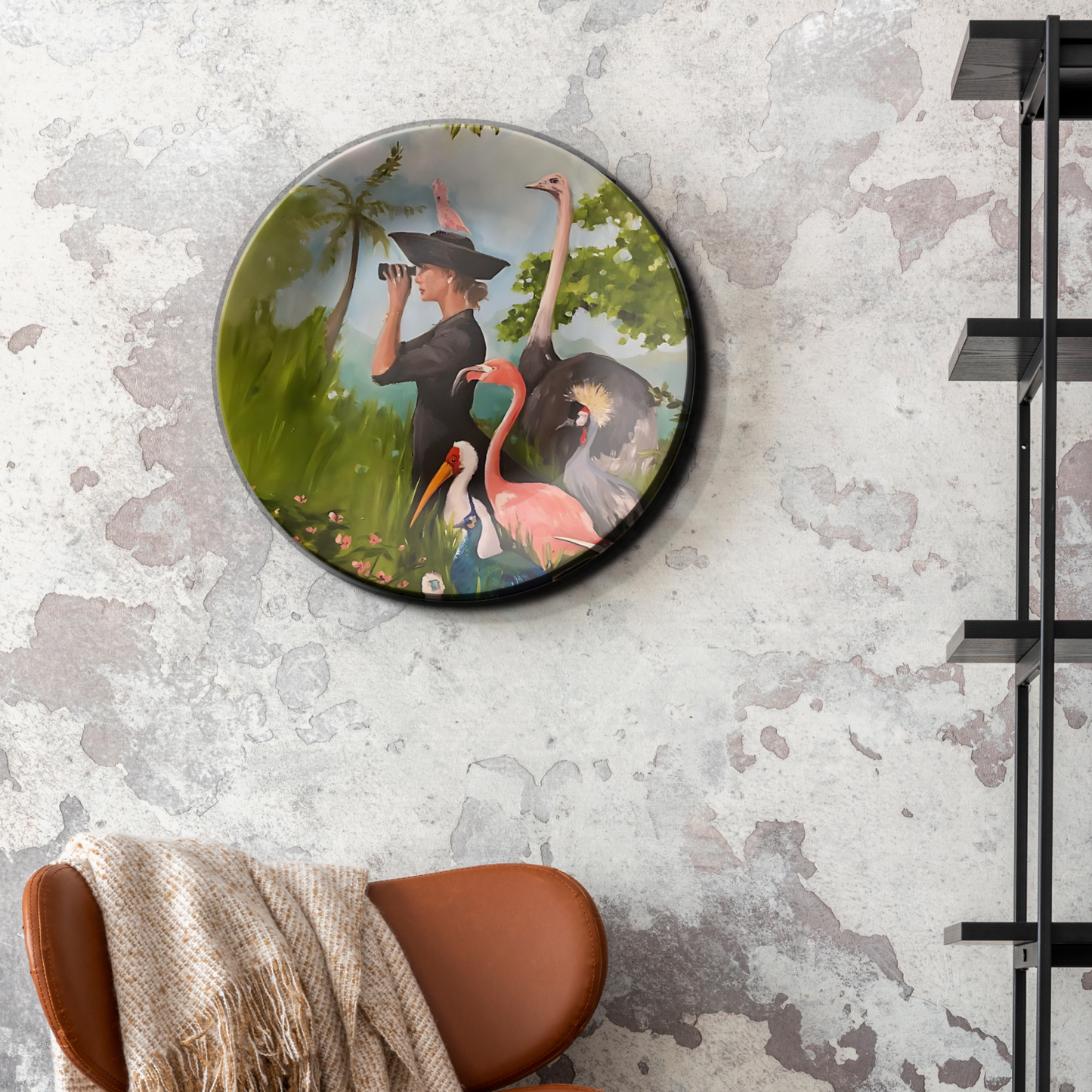 woman binoculars plate wall art for home decor