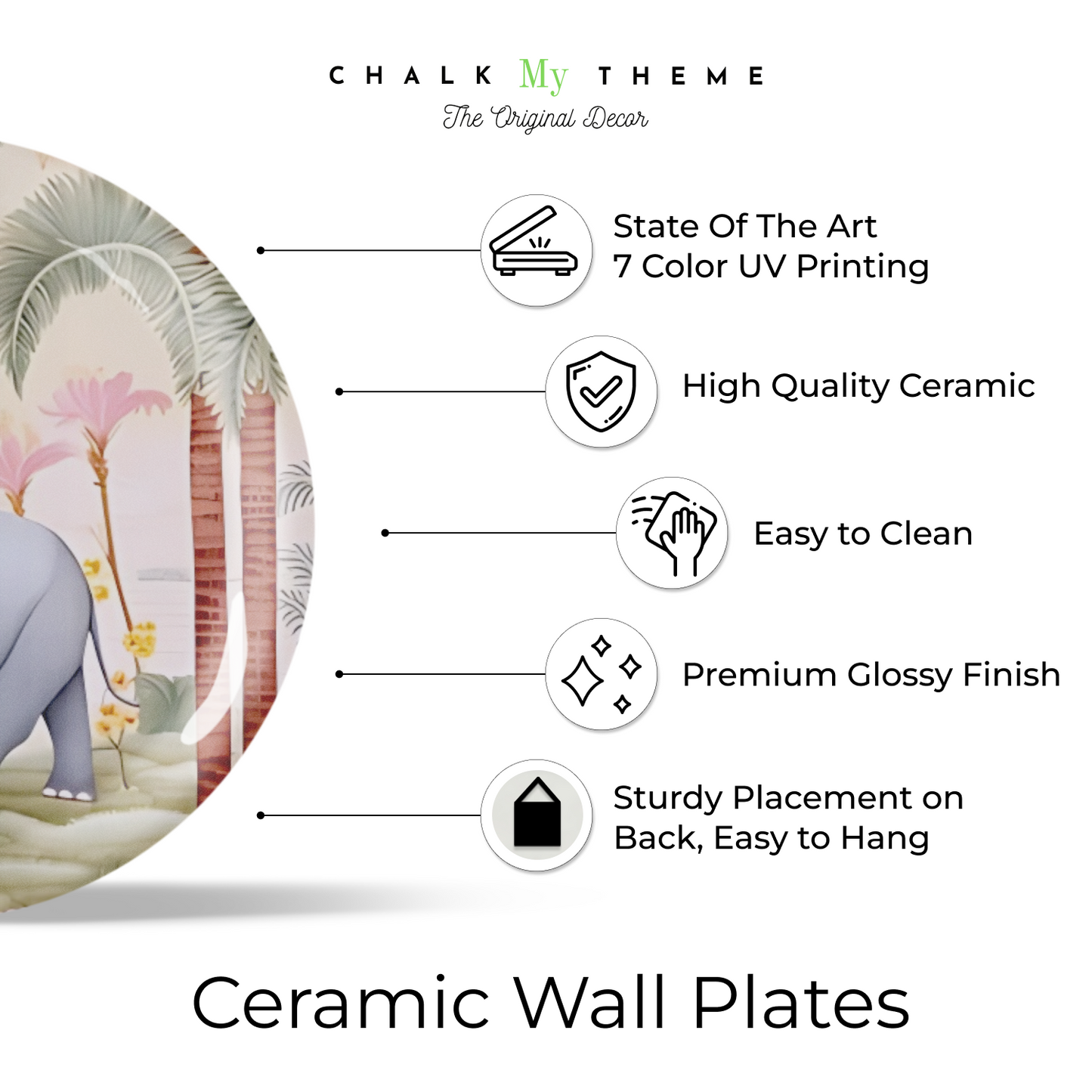 unique elephant in garden ceramic wall hanging plates for business