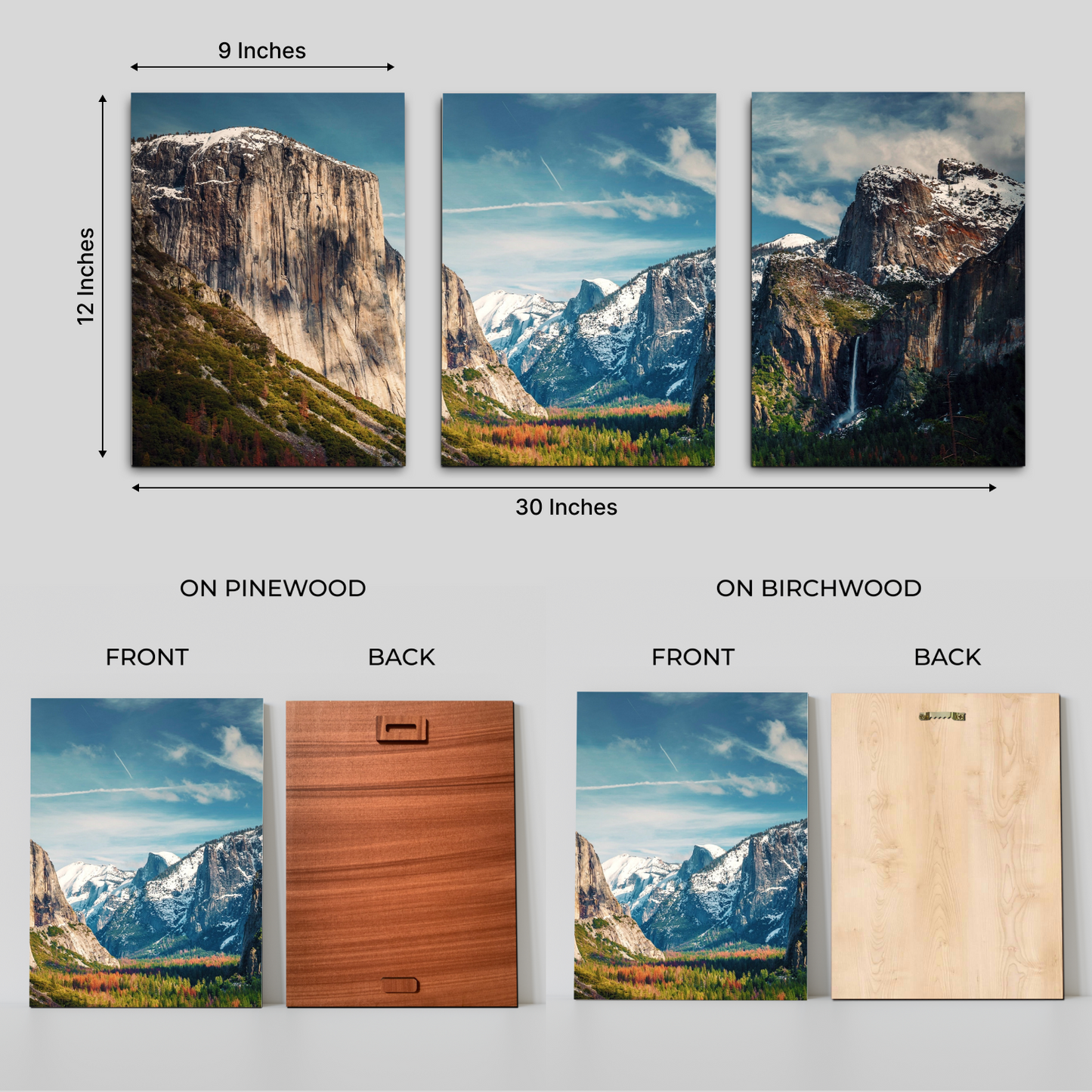 Assorted Landscape Wood Print Wall Art Set of 3