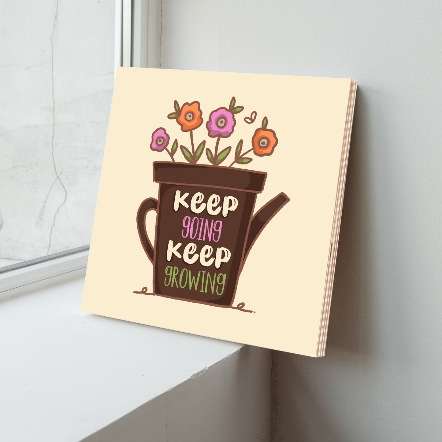 Keep Going Keep Growing Botanical Wood Print Wall Art