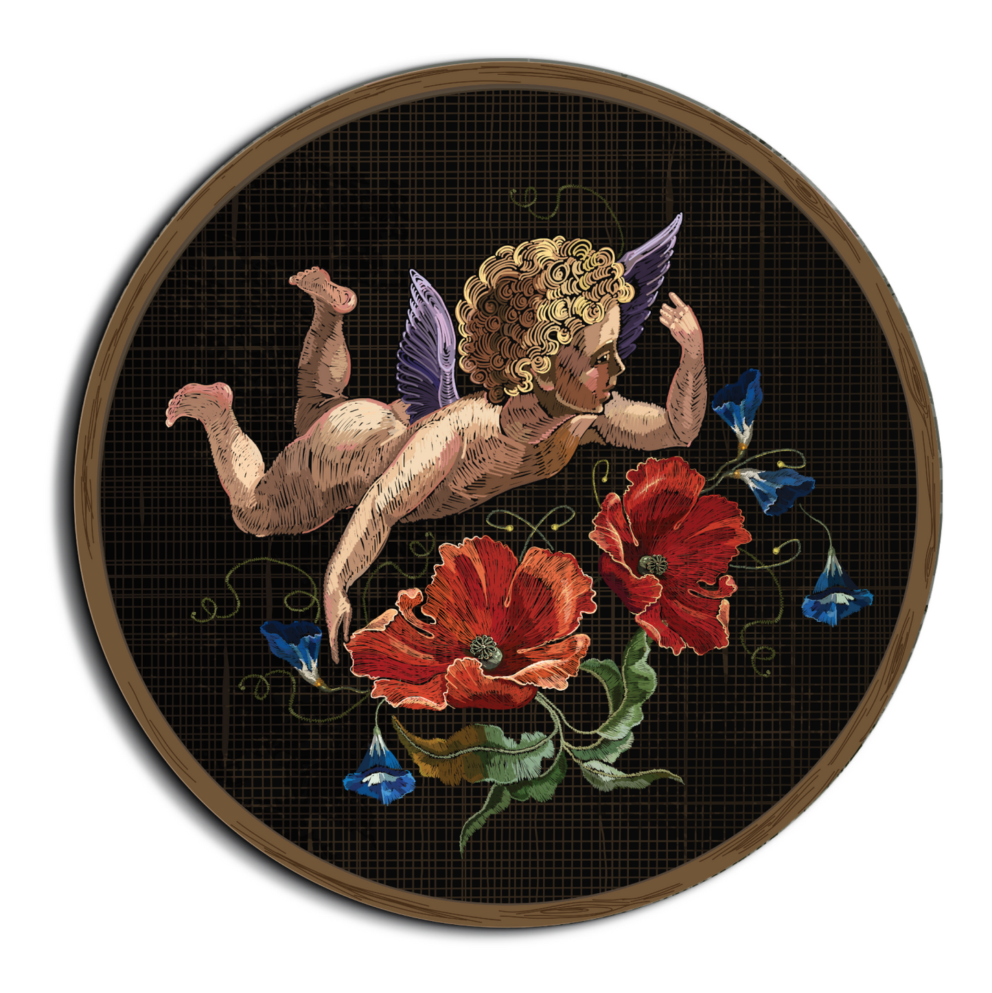 Little Angel With Flower Wood Print Wall Art