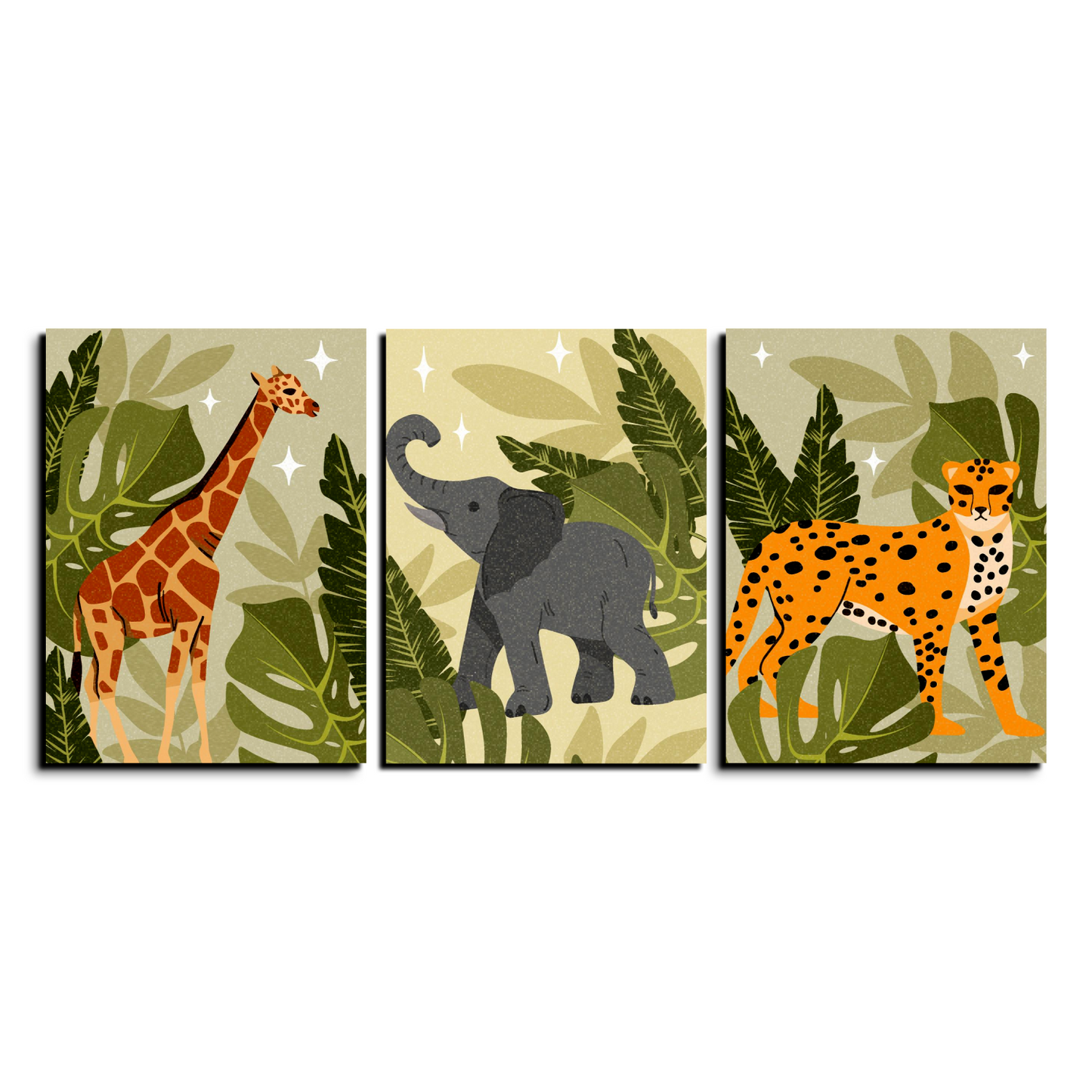 Animal Theme Boho Wood Print Wall Art Set of 3