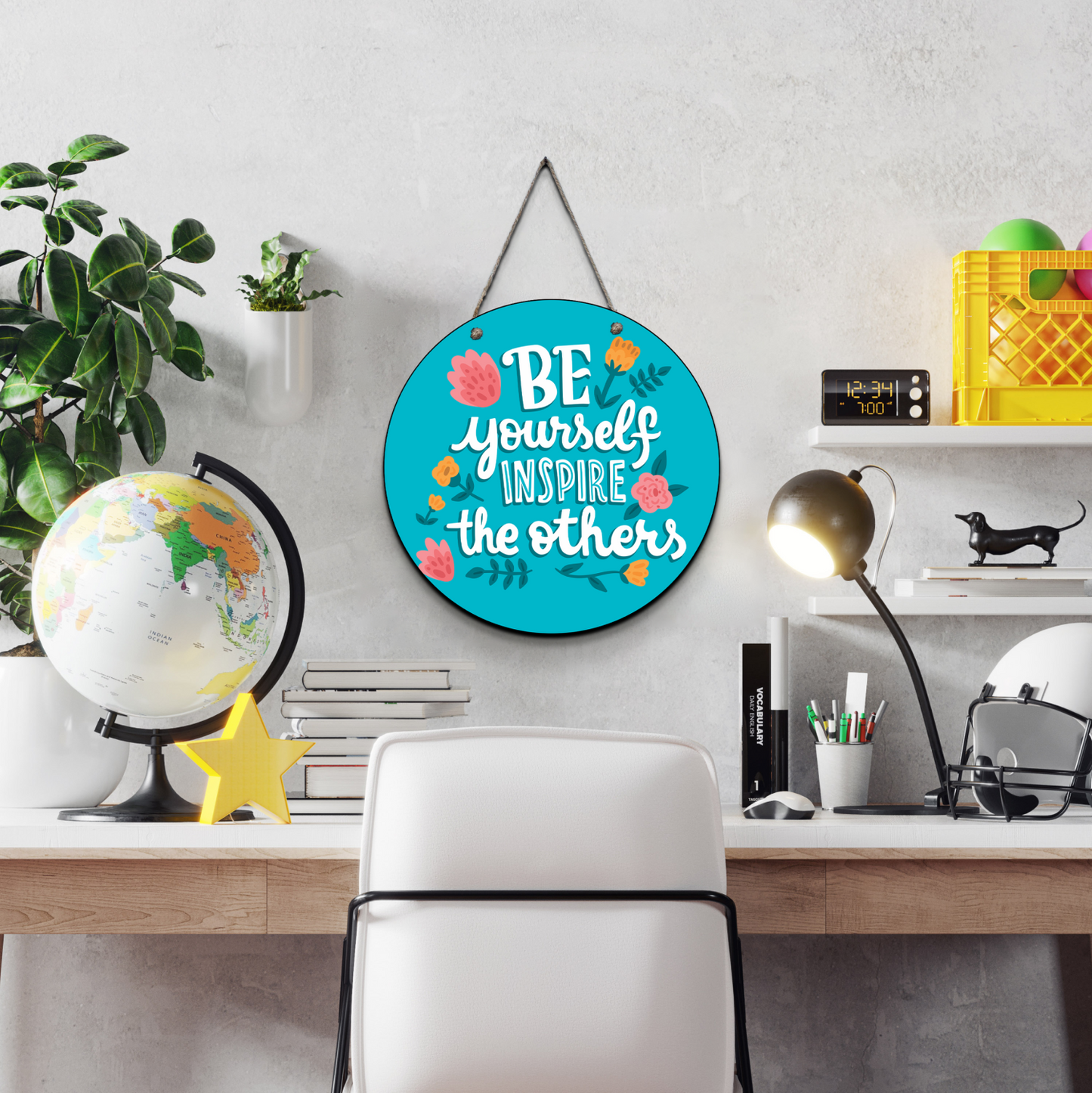 Be Yourself Inspire The Others Wood Print Colorful Wall or Door Hanging