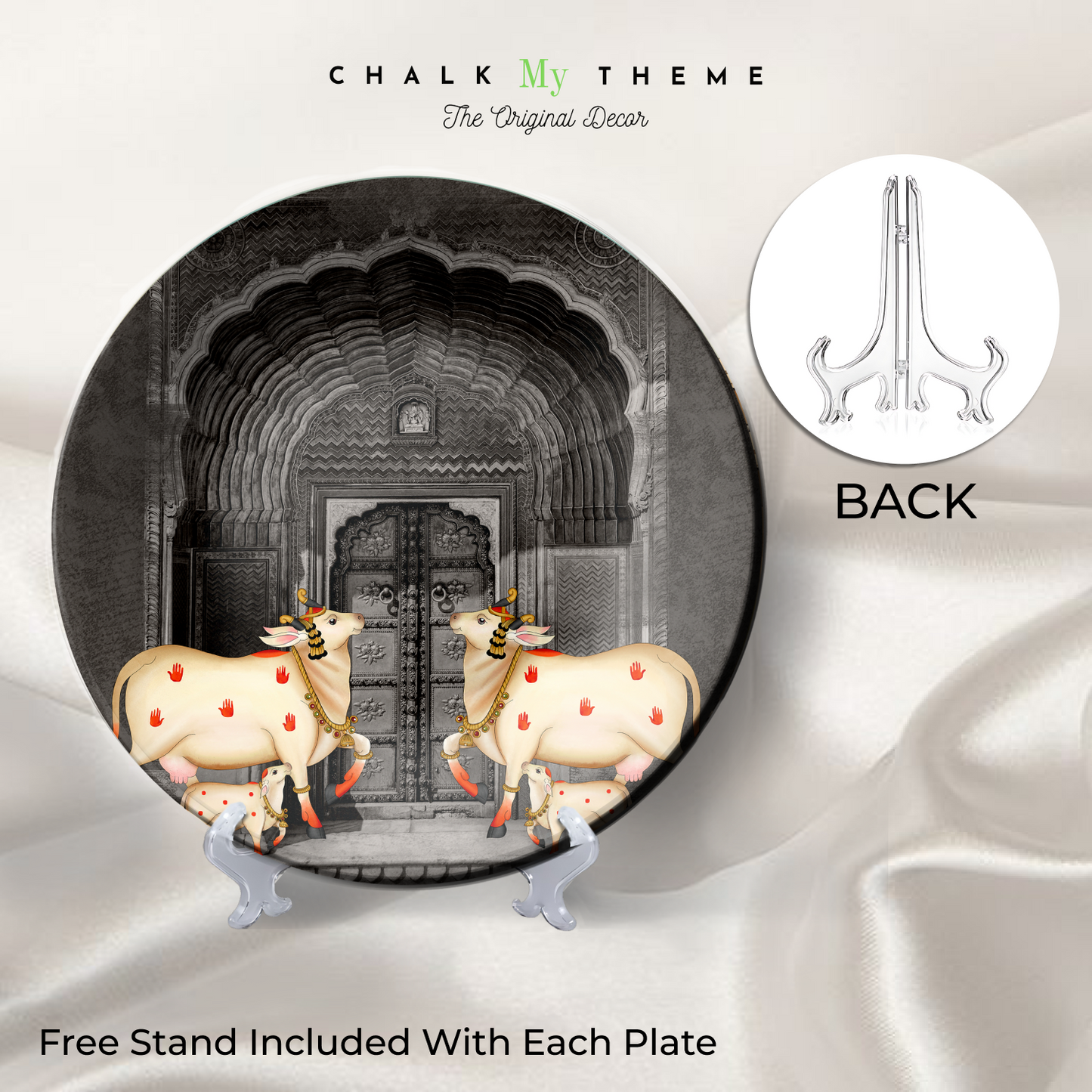 Cow and Calf Pichwai Ceramic Wall Plate Home Décor