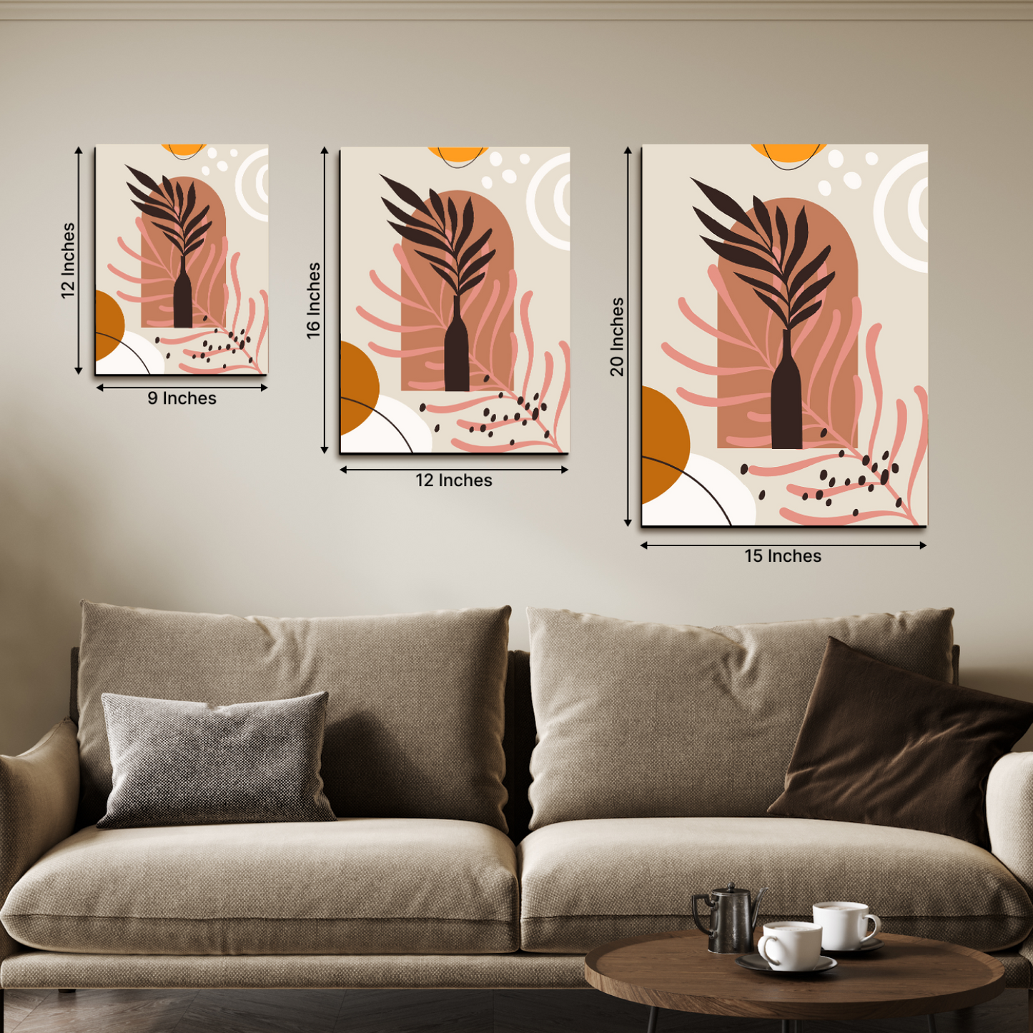 Leaf Botanical Boho Wood Print Wall Art Set of 3