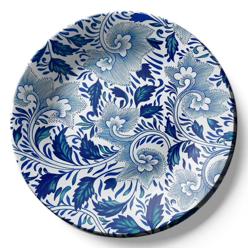 Blue and White Vintage Floral Art Luxury Wall Plate