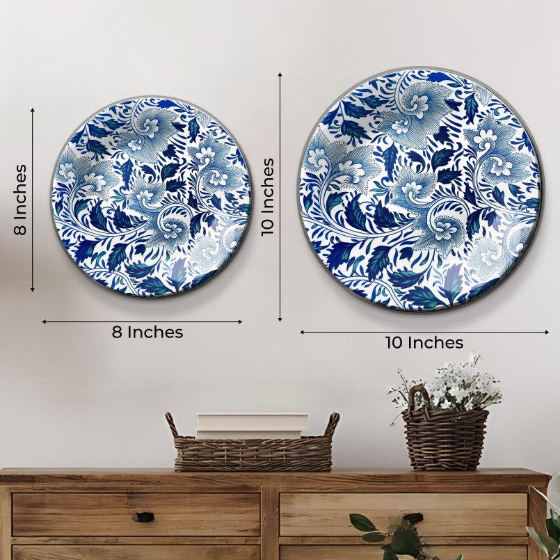 Blue and White Vintage Floral Art Luxury Wall Plate