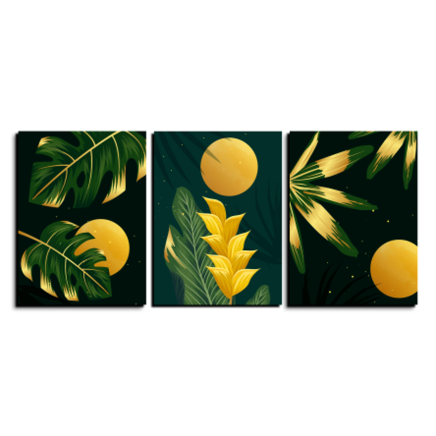 Yellow Flower Wood Print Wall Art Set of 3