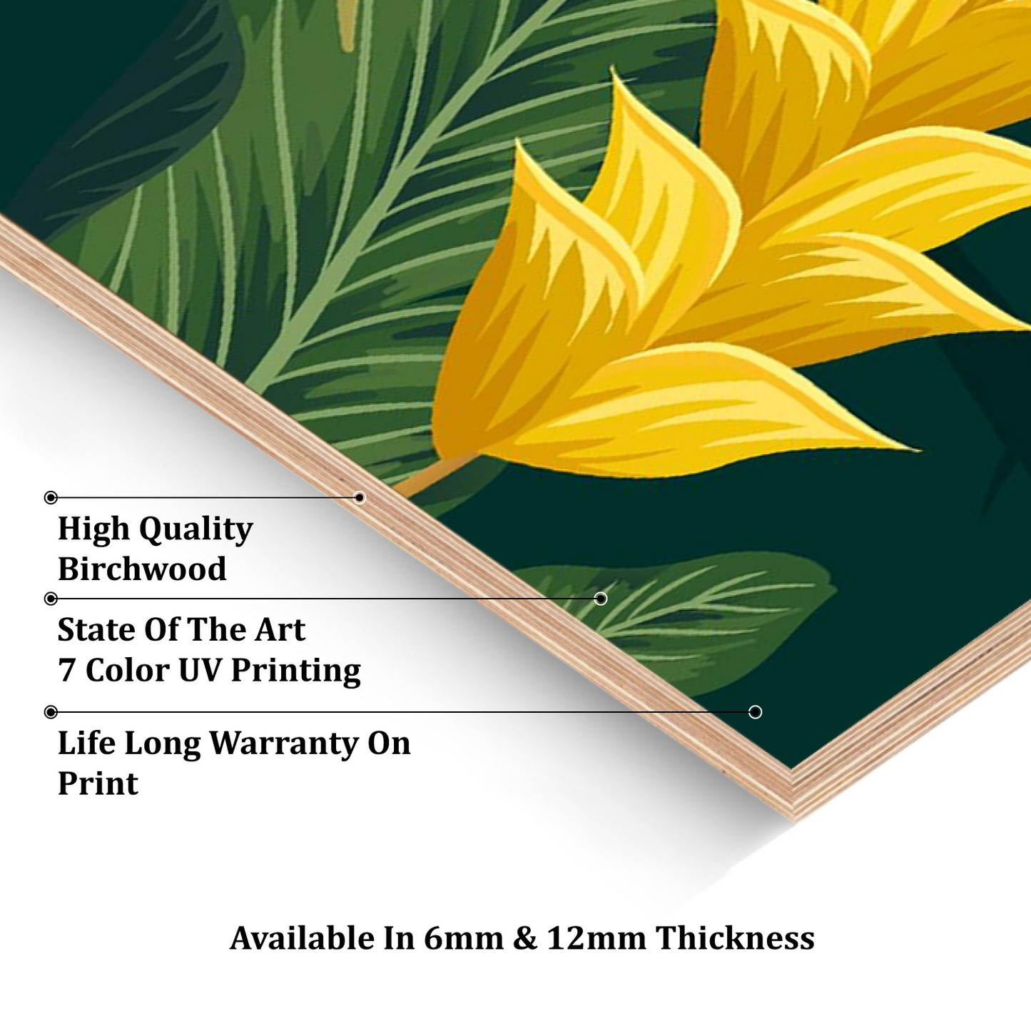 Yellow Flower Wood Print Wall Art Set of 3
