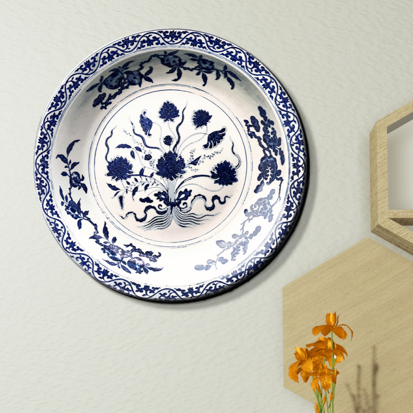 Pichwai Sacred Cow Wood Print Wooden Wall Tiles Set