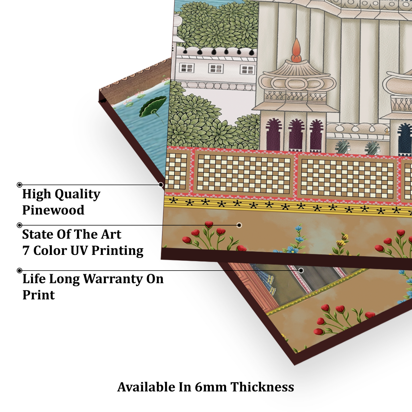Indian Singer And Dancer In A Boat Wood Print Luxurious Wooden Wall Tiles Set