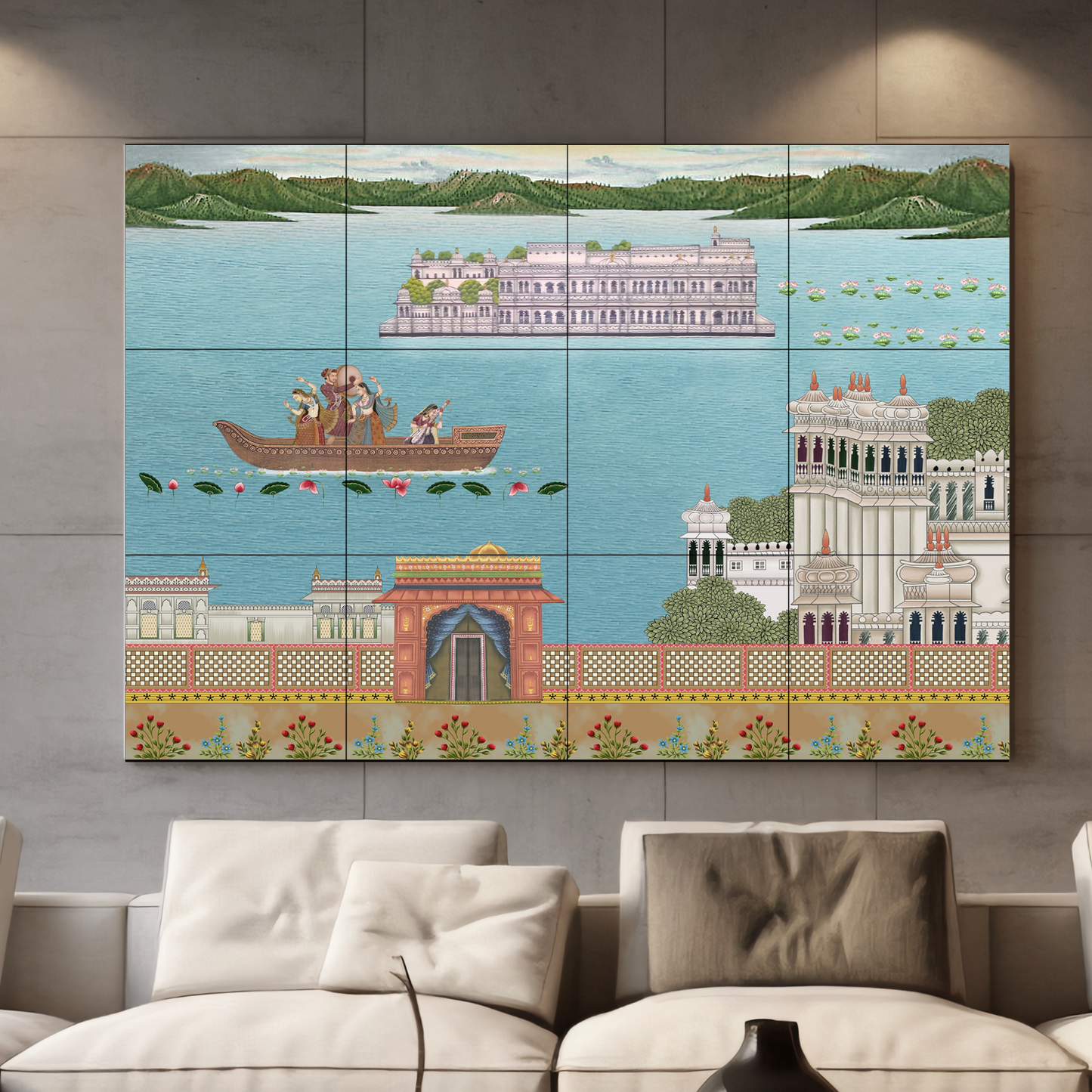 Indian Singer And Dancer In A Boat Wood Print Luxurious Wooden Wall Tiles Set