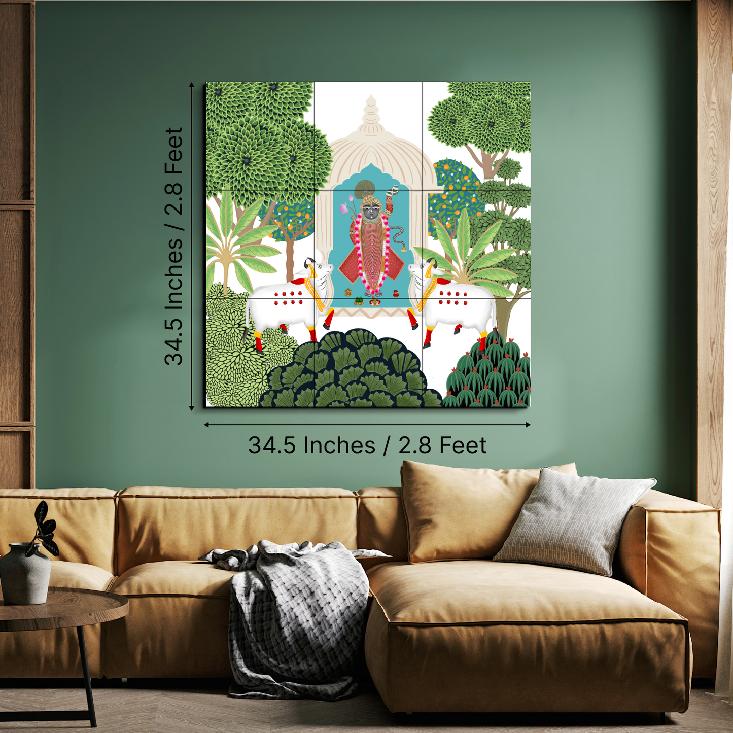 Shrinath Ji Green Pichwai Luxury Wall Tiles Set