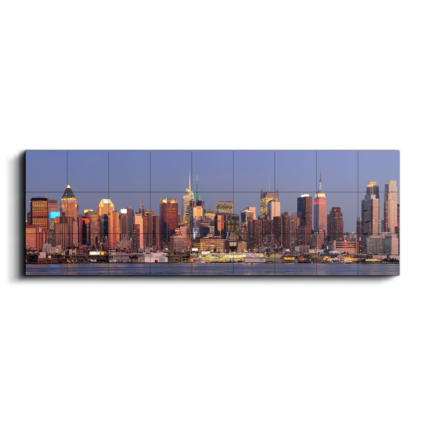 New York City Wood Print Wooden Wall Tiles Set