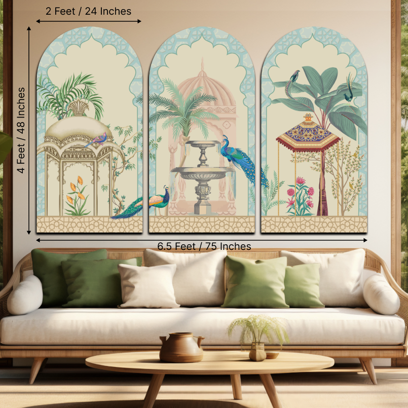 Set of 3 Enormous Heritage Wood Print Wall Art