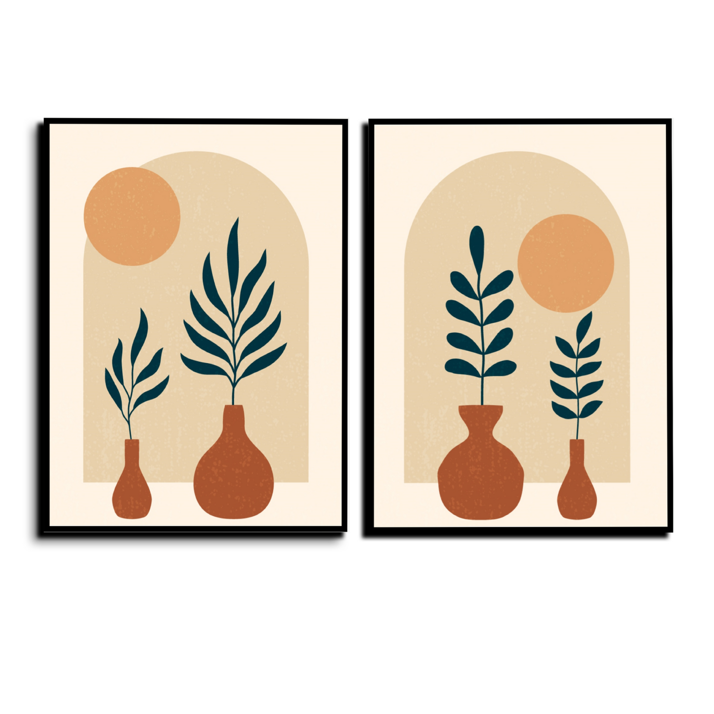 Botanical Contemporary Wood Print Wall Art Set of 2