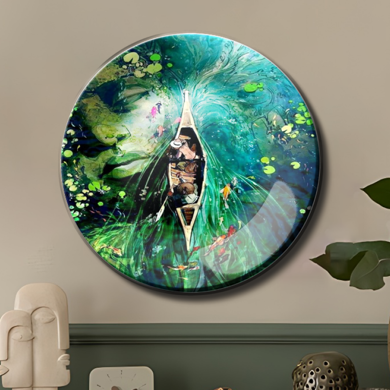 unique design kayak lake ceramic home decor wall plate