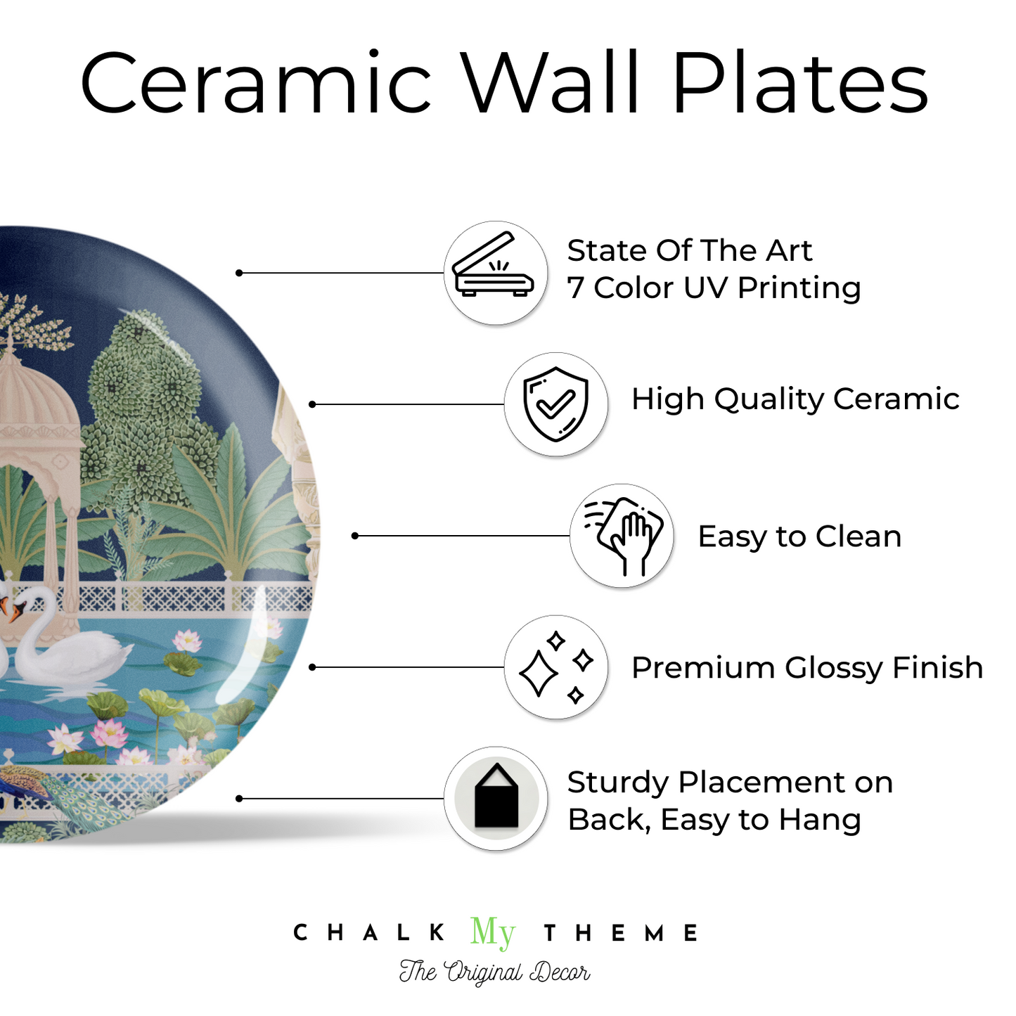 Trio of Exquisite Royal Garden hanging plates on wall