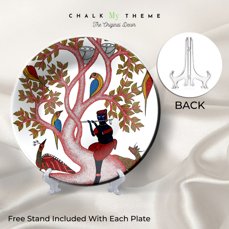 Religious Shri Krishna Playing Flute ceramic wall hanging plates