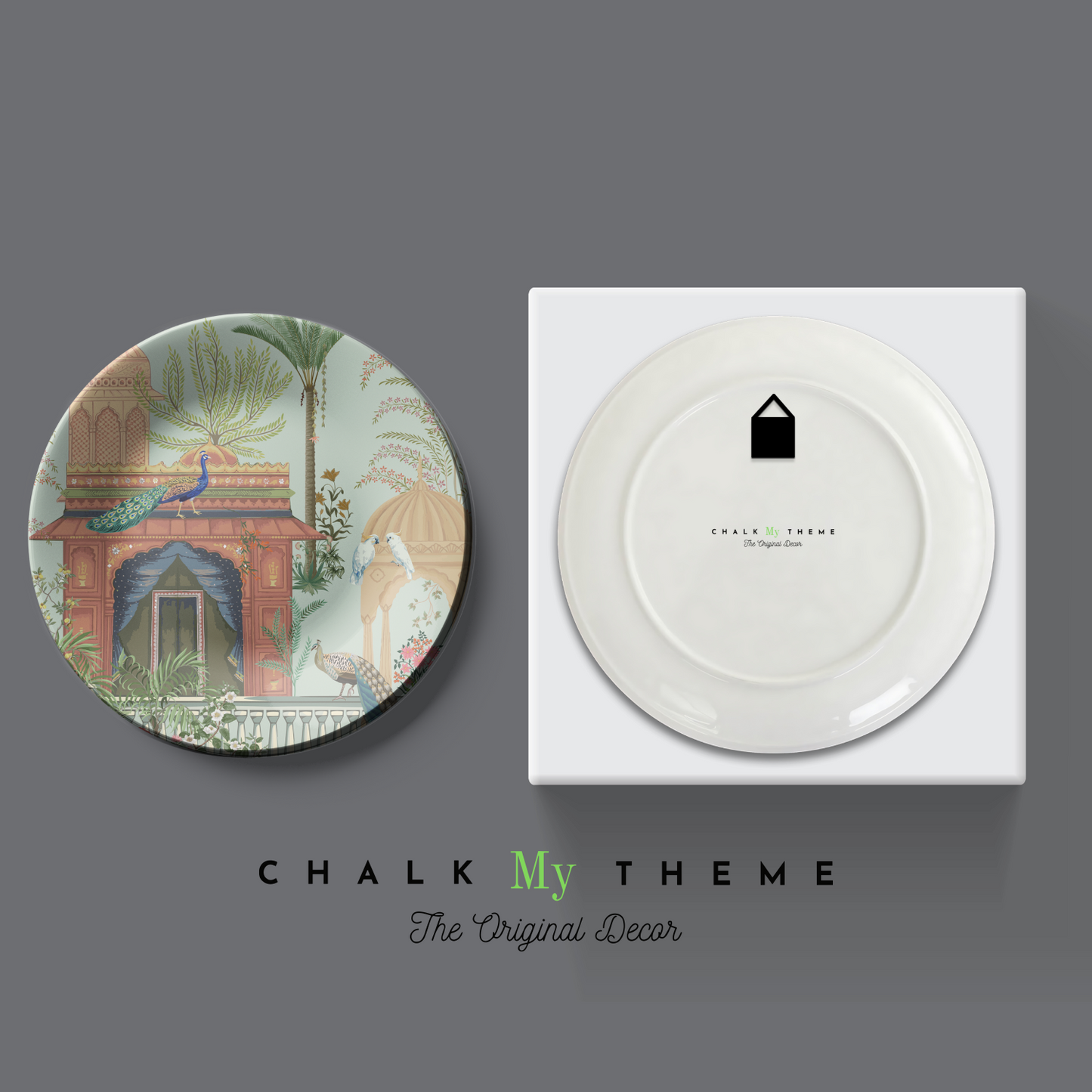 Set of 3 Royal Garden and Building Wall Plates Décor
