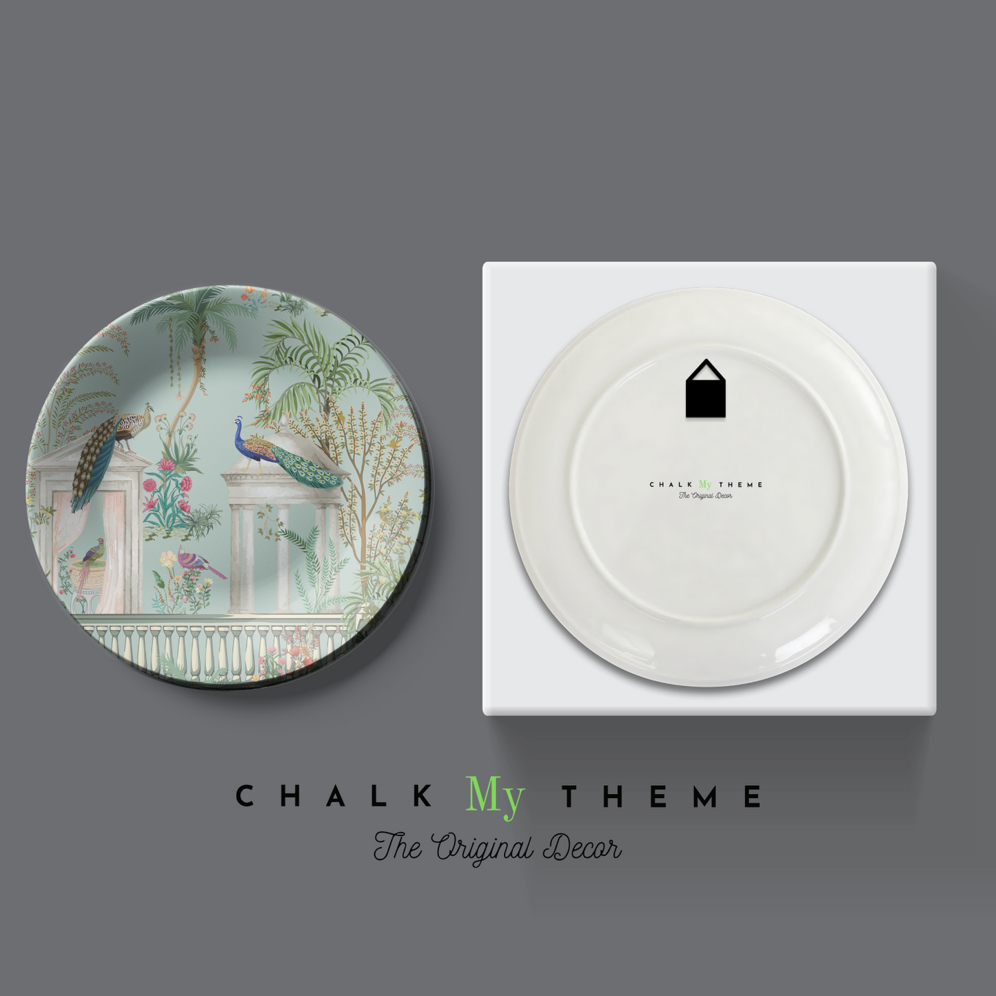 set of 2 Artisanal Peacock Wall Plates Décor Collection