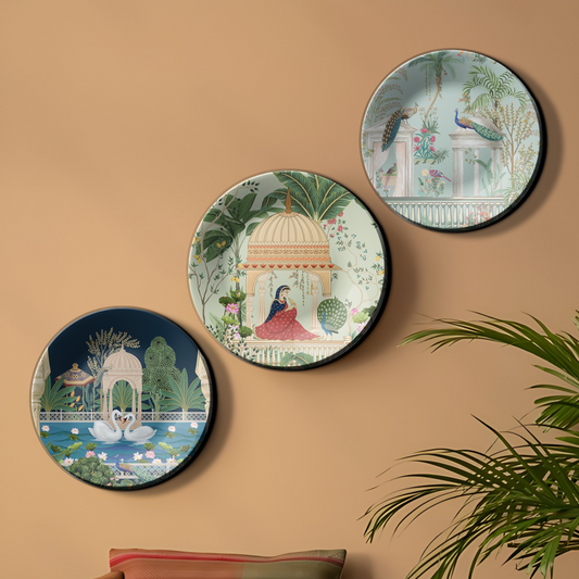 Set of 3 Royal Garden Wall Plates Décor for Majestic Home Accents