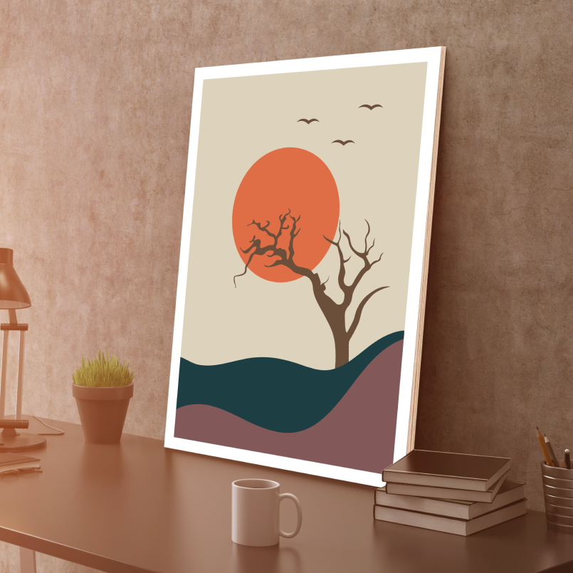 Morning Boho Beige Wood Print Wall Art