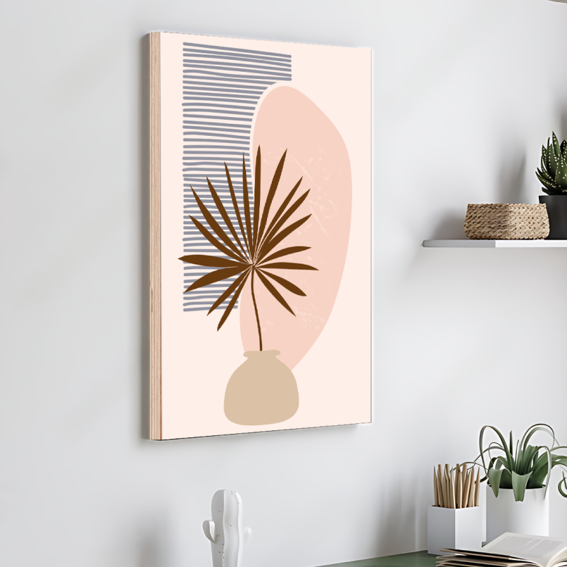 Botanical Plant Wood Print Wall Art Boho