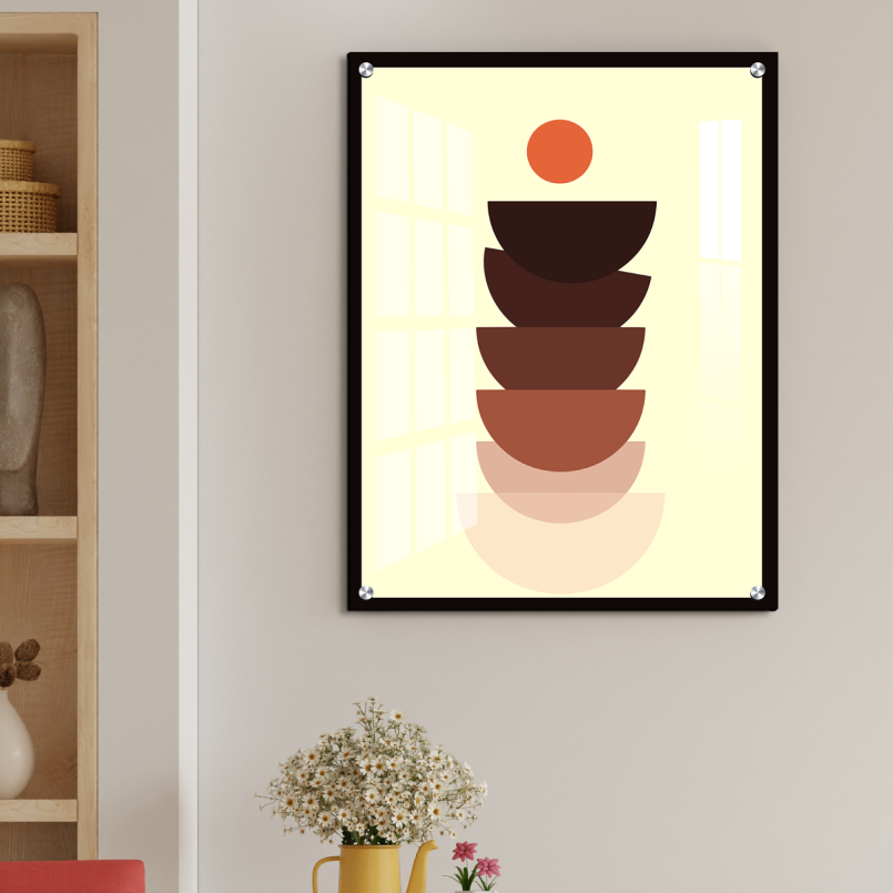 Stones Boho Beige Wood Print Wall Art