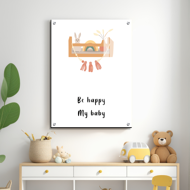 Be Happy My Baby Wood Print Wall Art
