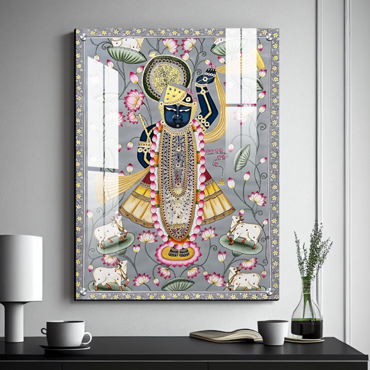 Shrinath Ji Pichwai Painting Wood Print Wall Art