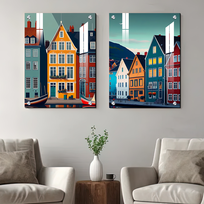 Denmark Travel Wood Print Wall Art Set of 2