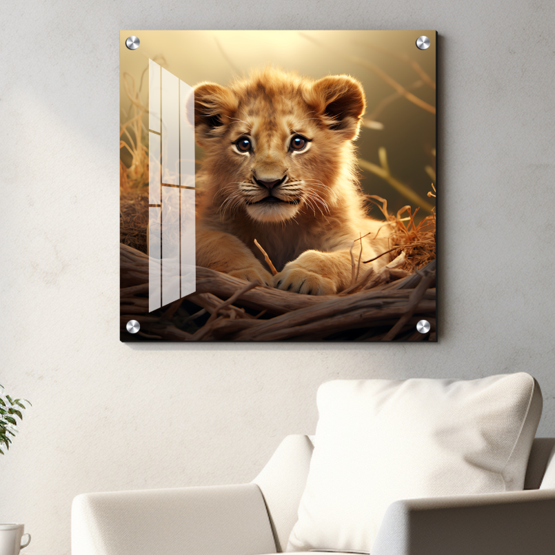 Cute Cub Wood Print Wall Art