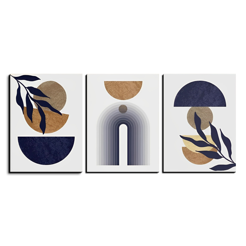 Dark Balancing Stone Boho Wood Print Wall Art Set of 3