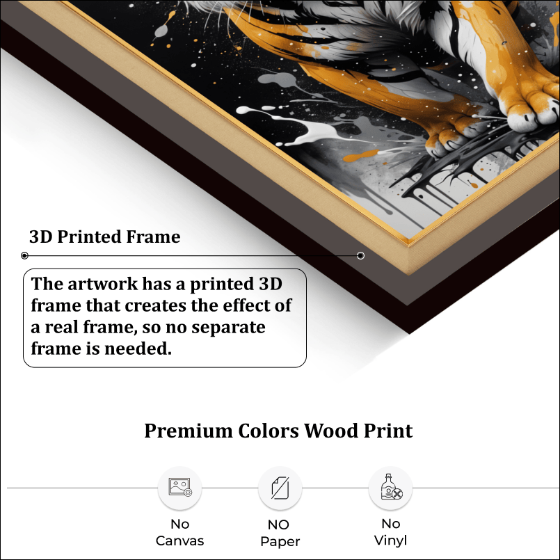 Tiger With Splash Colors Wood Print Wall Art 18x23 Inches