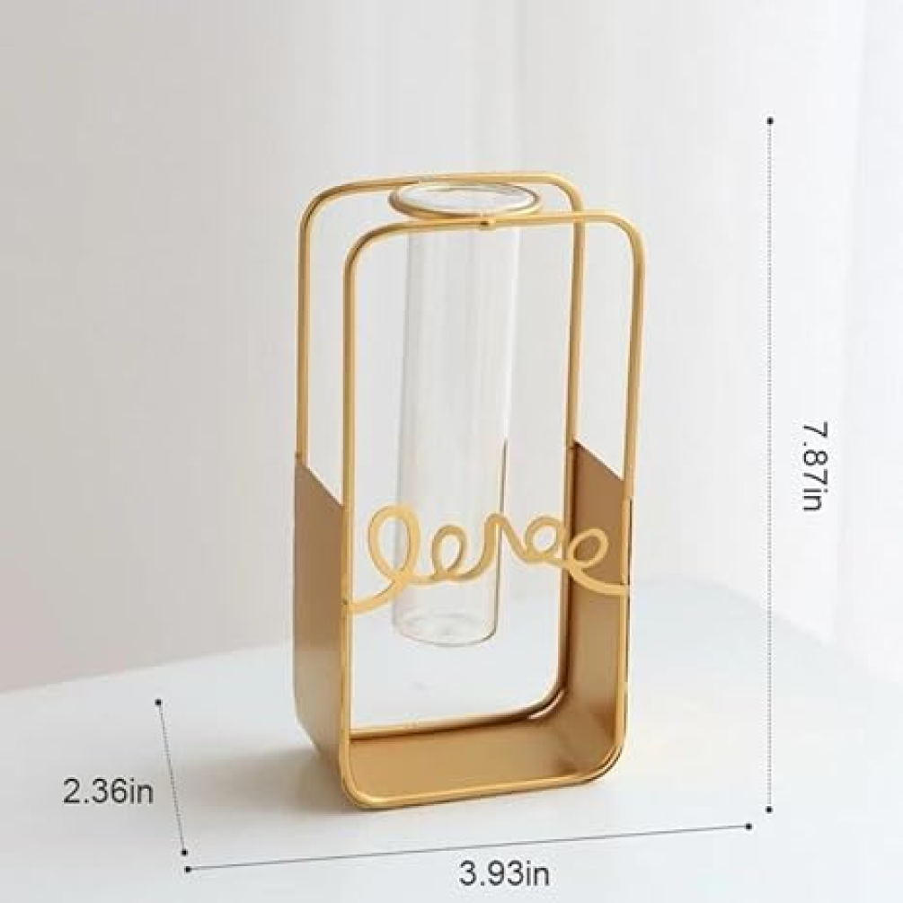 Glass Vase With Metal Stand