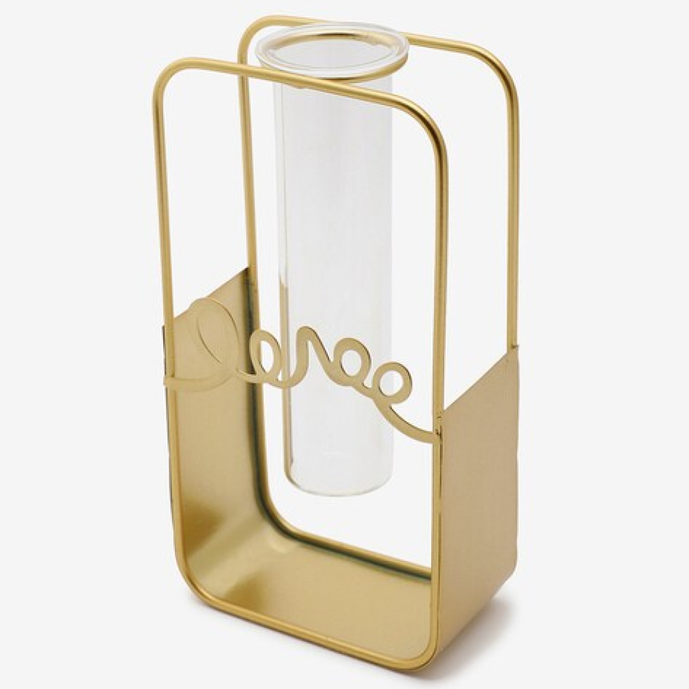 Glass Vase With Metal Stand