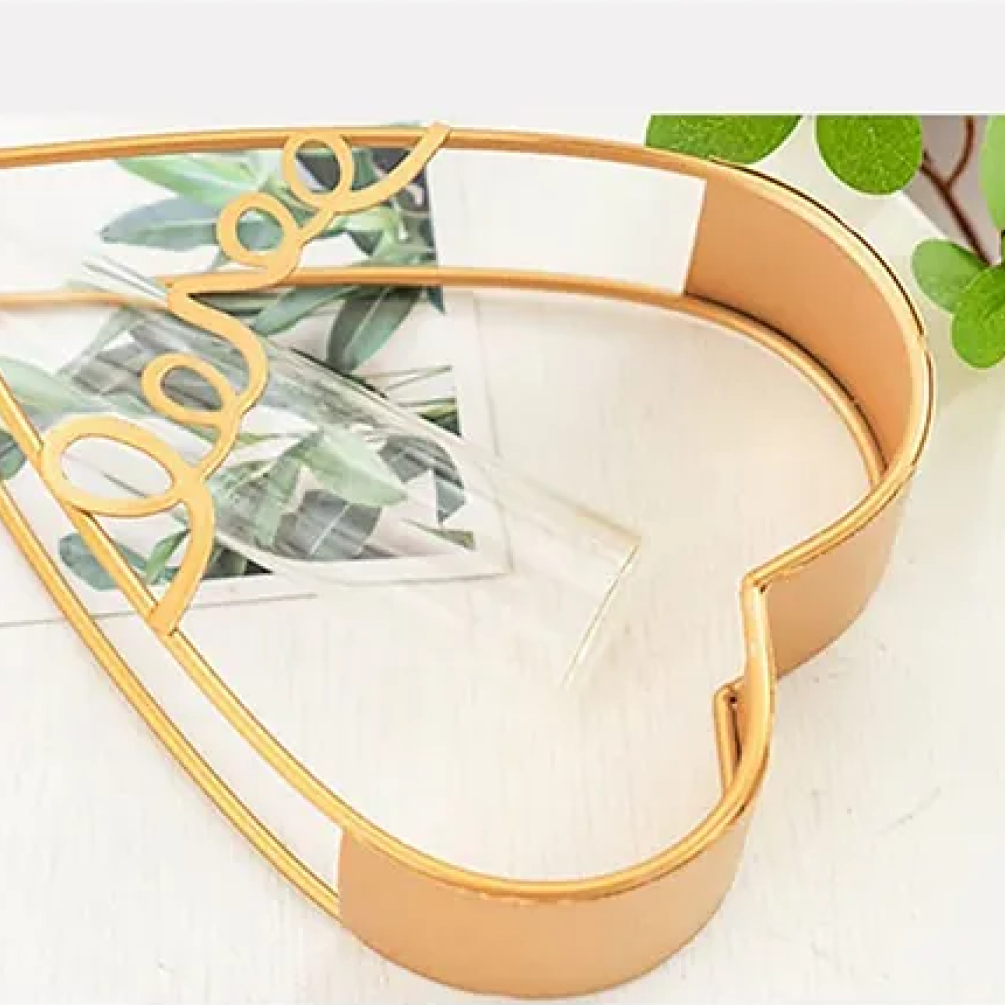Gold Metal Heart Glass Flower Vase