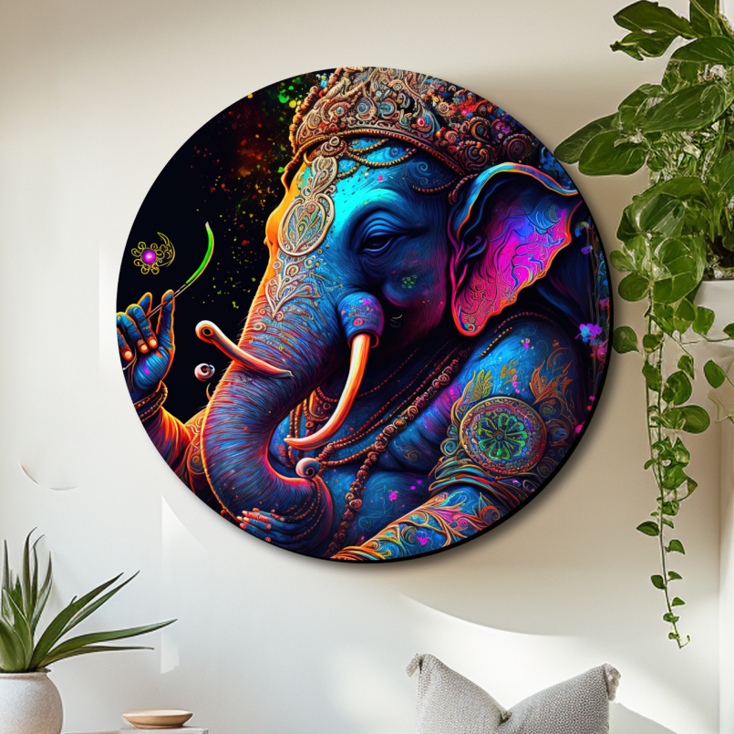 Ganesha Idol Digital Wood Print Wall Art
