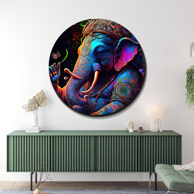 Ganesha Idol Digital Wood Print Wall Art
