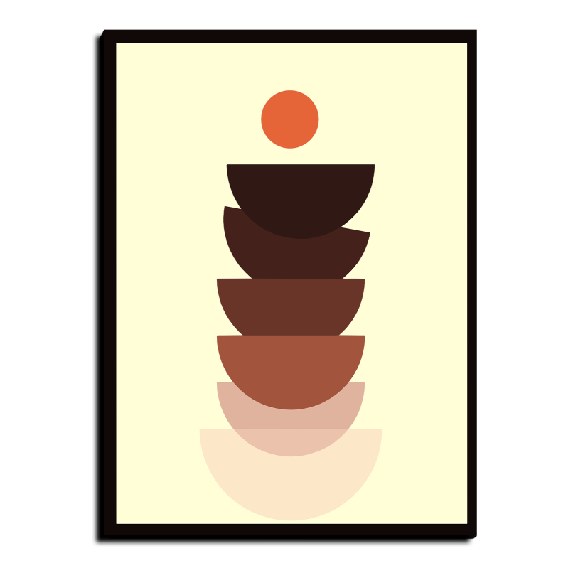 Stones Boho Beige Wood Print Wall Art