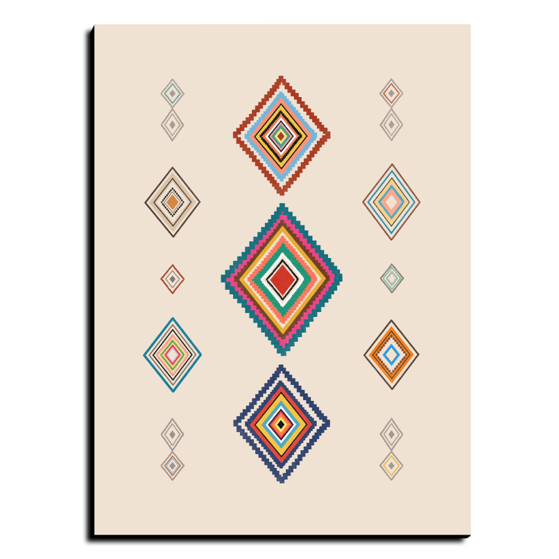 Geometric Diamonds Boho Wood Print Wall Art