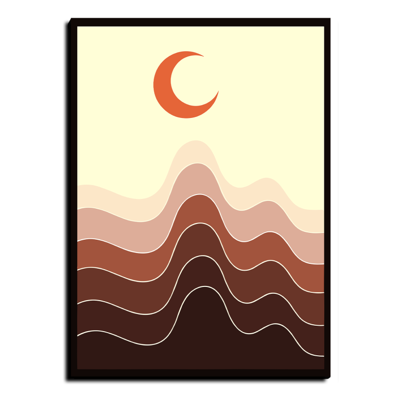 Crescent Moon Ombre Wood Print Wall Art